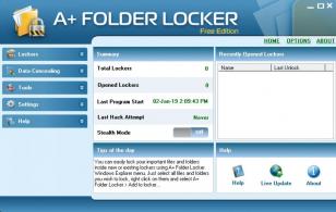 A+ Folder Locker Free Edition main screen