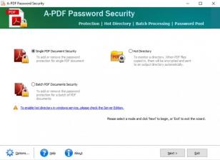 A-PDF Password Security main screen