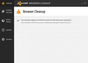 Avast! Browser Cleanup main screen