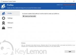 KeyLemon Control Center main screen