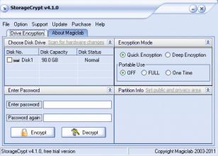 StorageCrypt main screen