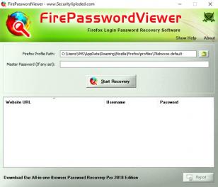 FirePasswordViewer main screen