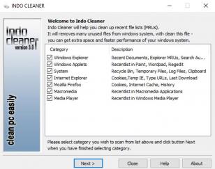 Indo Cleaner main screen