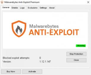 Malwarebytes Anti-Exploit main screen