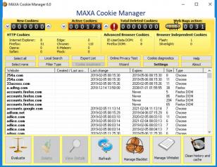 MAXA Cookie Manager Standard main screen