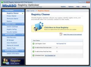 WinASO Registry Optimizer main screen