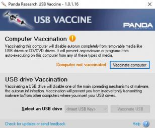 Panda USB Vaccine main screen