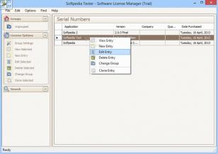 Software License Manager main screen