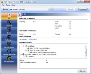 Flash Memory Toolkit main screen