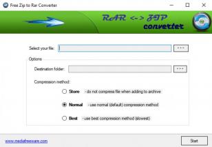 Free Zip to Rar Converter main screen