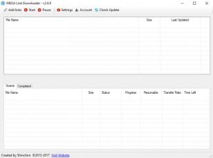 MEGA Link Downloader main screen
