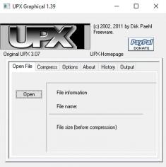 UPX-Graphical main screen