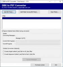 DBX to PST Converter main screen