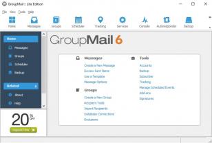 GroupMail Lite main screen