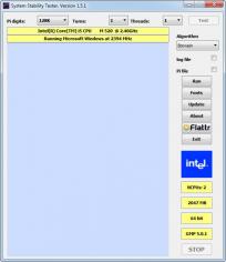 System Stability Tester main screen