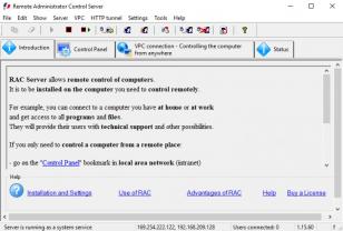 Remote Administrator Control Server main screen