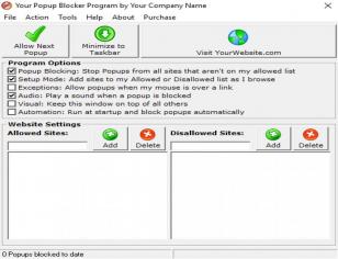 Your Popup Blocker Program main screen
