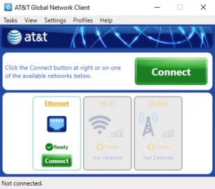 AT&T Global Network Client main screen
