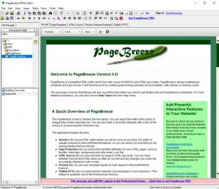 PageBreeze Free HTML Editor main screen