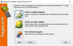 PageLock Website Copy Protection main screen