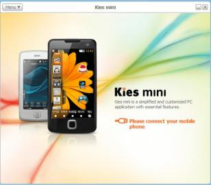 Samsung Kies mini main screen