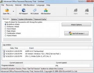 Advanced Office Password Recovery main screen