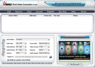 Apex iPod Video Converter main screen