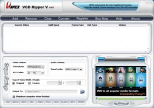 Apex VCD Ripper main screen