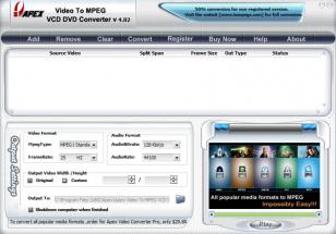 Apex Video To MPEG VCD DVD Converter main screen