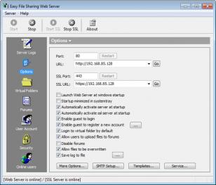 Easy File Sharing Web Server main screen