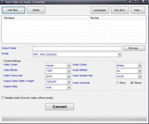 Fast Video-Audio Converter main screen