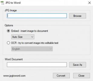 JPG to Word main screen