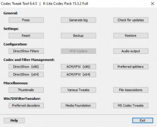 K-Lite Codec Pack Full main scrreen