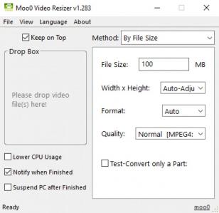 Moo0 Video Resizer main screen