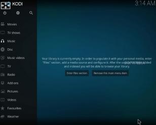 Kodi main screen