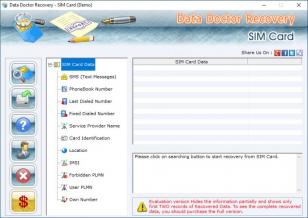 Data Doctor Recovery - SIM Card main screen