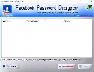 Facebook Password Decryptor main screen