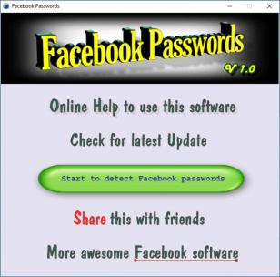 Facebook Passwords main screen