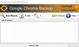 Google Chrome Backup main screen