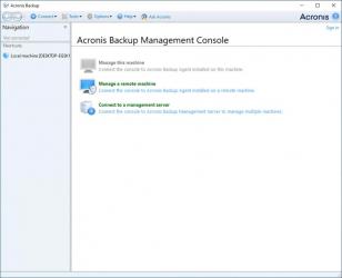 Acronis Backup Advanced main screen