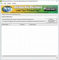 Backup Key Recovery main screen