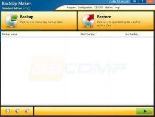 BackUp Maker Standard main scren