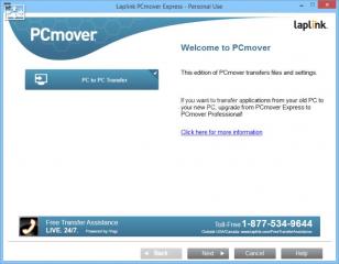 Laplink PCmover Express main screen