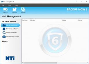 NTI Backup Now main screen