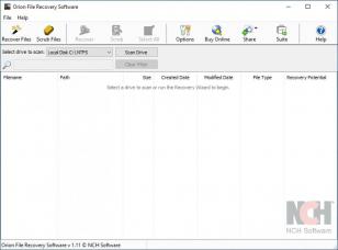 Orion File Recovery Software main screen