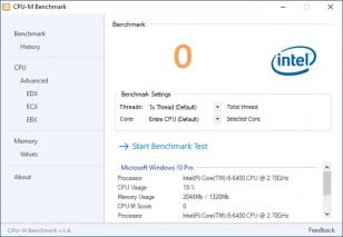CPU-M Benchmark main screen