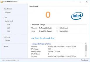 CPU-M Benchmark main screen