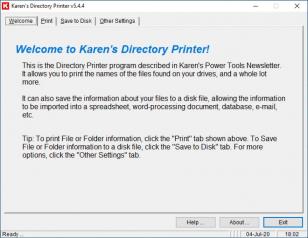 Karen's Directory Printer main screen
