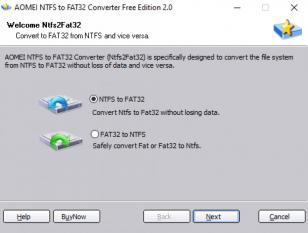 Aomei NTFS to FAT32 Converter Free main screen