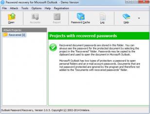 outlook password recovery main screen